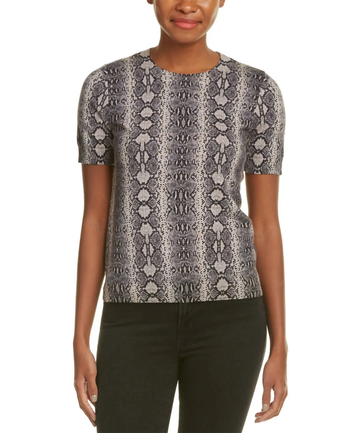 100% Wool Champagne Snake Print Sweater In Black/pink