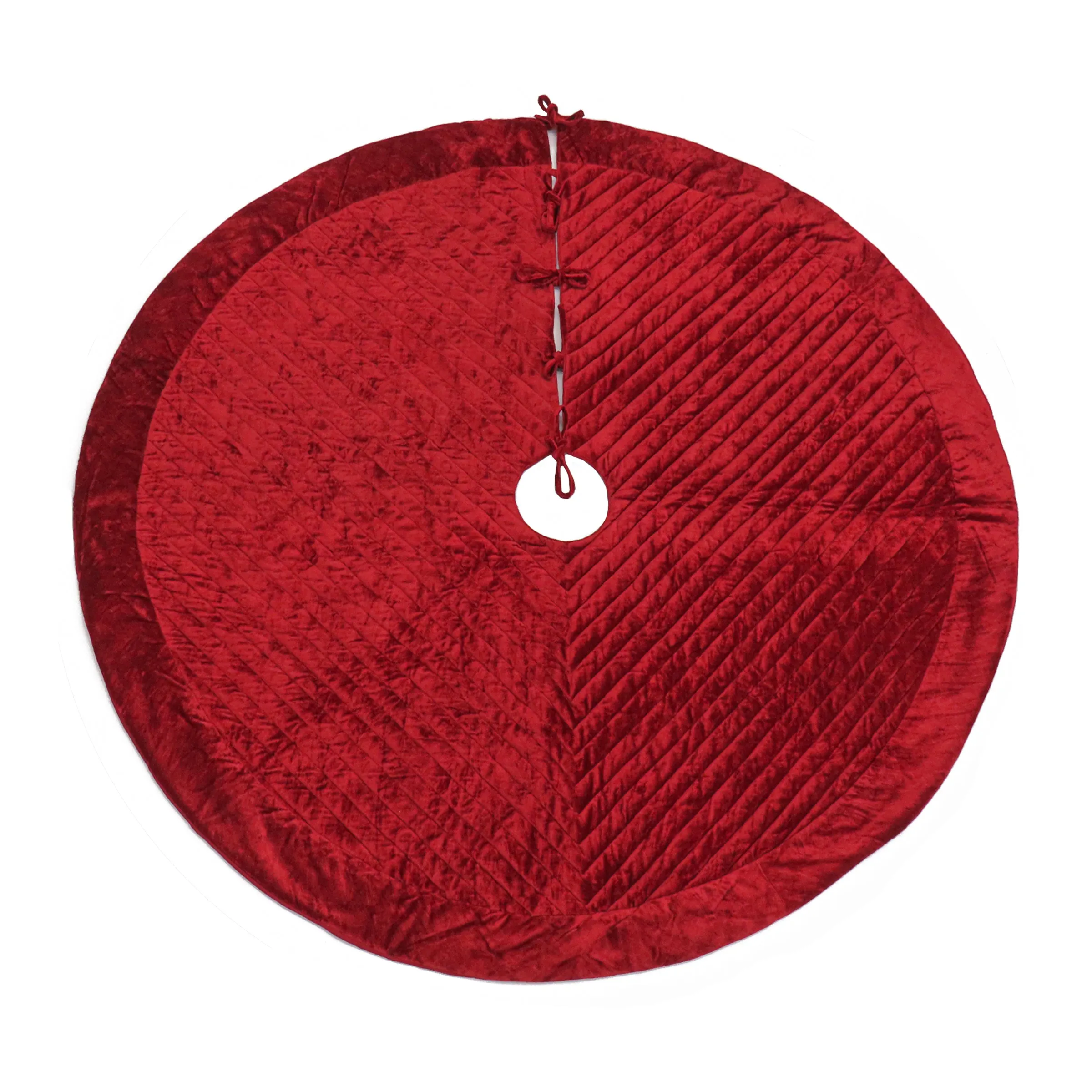 60 in. HGTV Home Collection Quilted Velvet Tree Skirt, Red