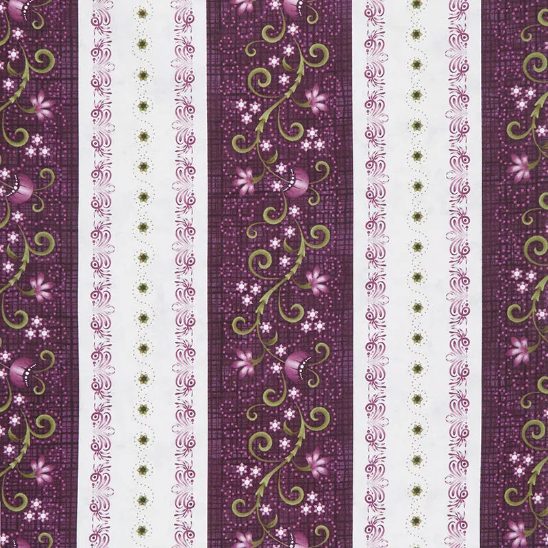 Amour - Running Stripe Deep Plum Yardage