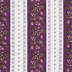 Amour - Running Stripe Deep Plum Yardage