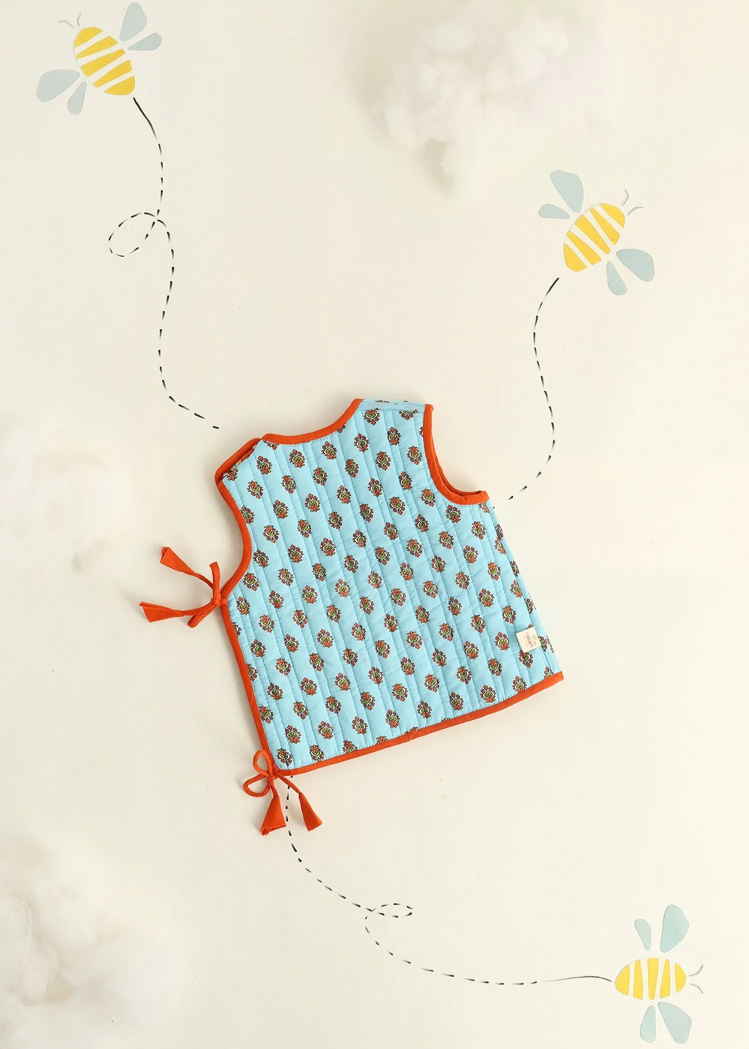 Blue Rhombus Quilted Cotton Reversible Dori Jacket Baby (0-6 M)