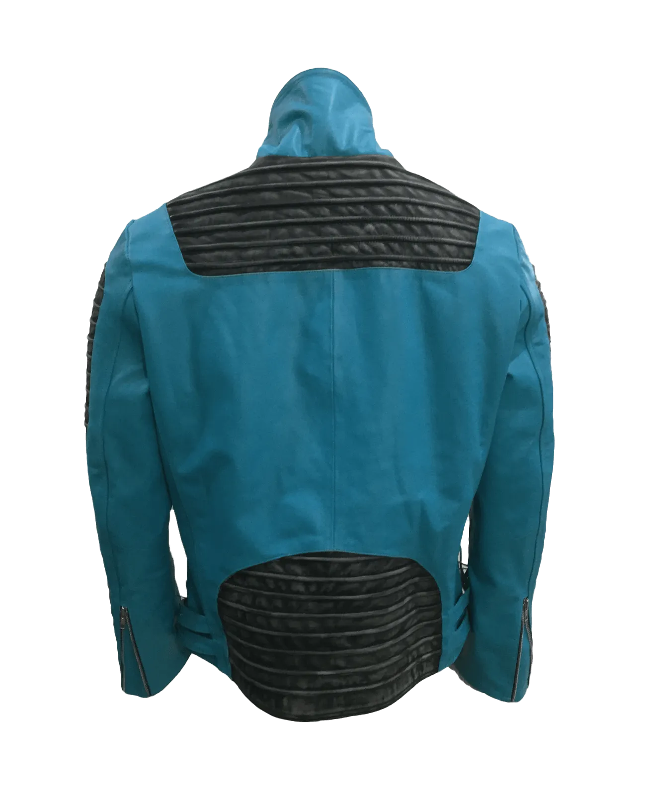 Cafe Racer Quilted Style Blue Leather Jacket | Mens Quilted Cafe Racer Leather Jacket