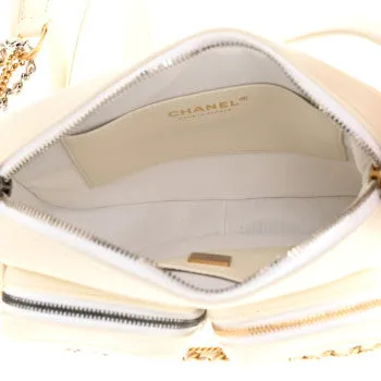 CHANEL CALFSKIN QUILTED CAMERA CASE IN WHITE
