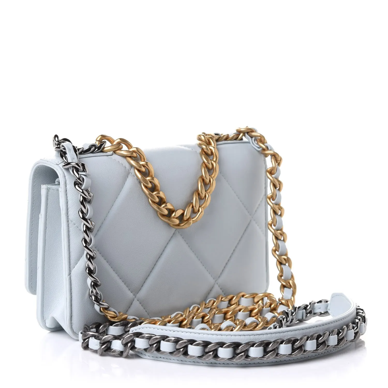 CHANEL QUILTED LAMBSKIN CHANEL 19 WALLET ON A CHAIN