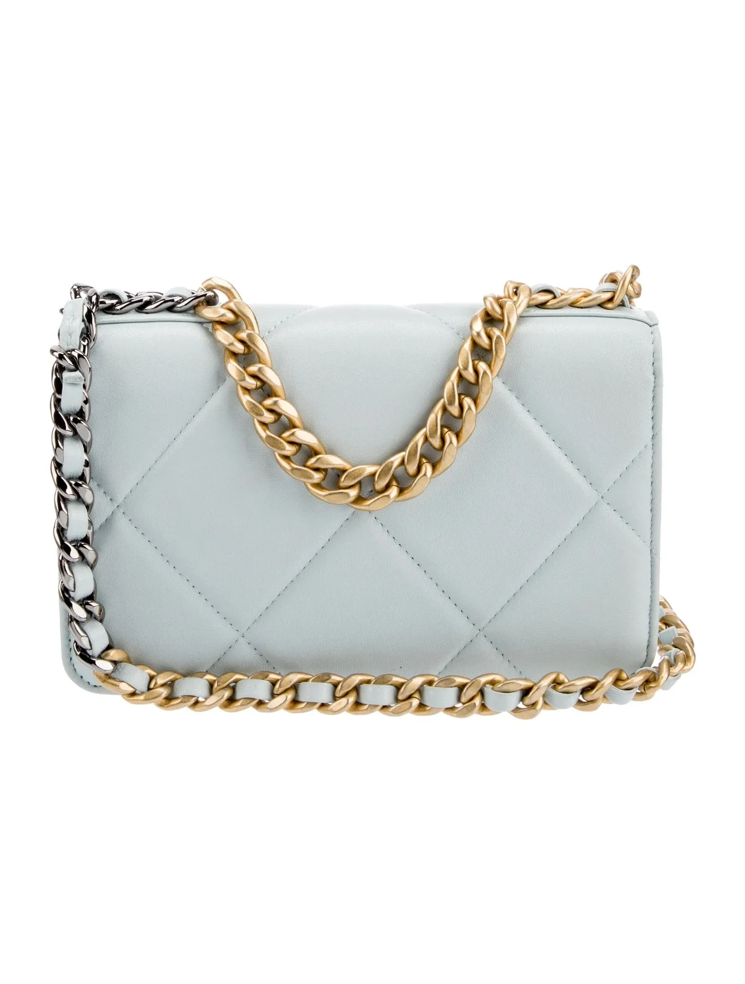 CHANEL QUILTED LAMBSKIN CHANEL 19 WALLET ON A CHAIN