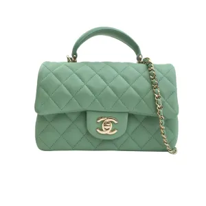 Chanel Top Handle Mini Rectangle 23P Pistachio Vert Clair Lambskin LGHW