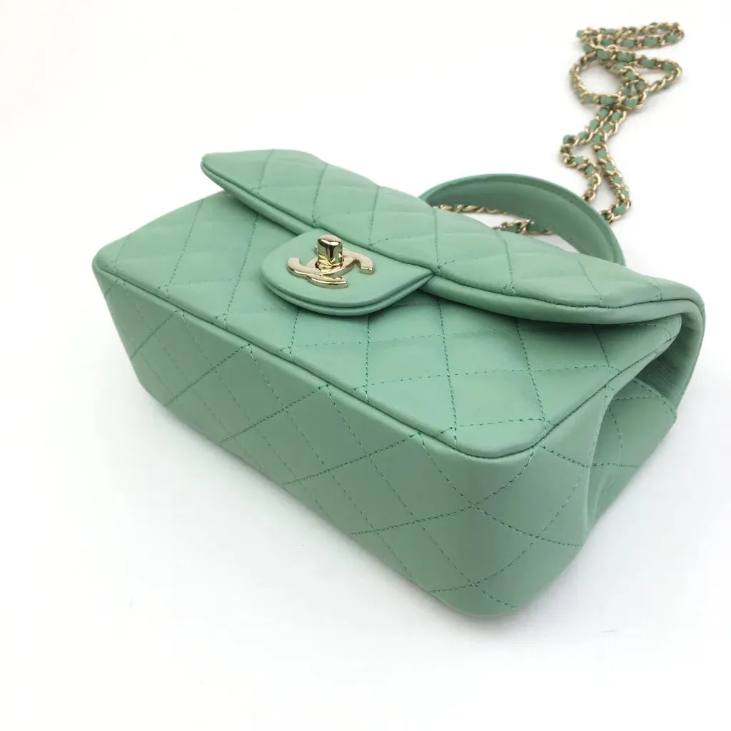 Chanel Top Handle Mini Rectangle 23P Pistachio Vert Clair Lambskin LGHW