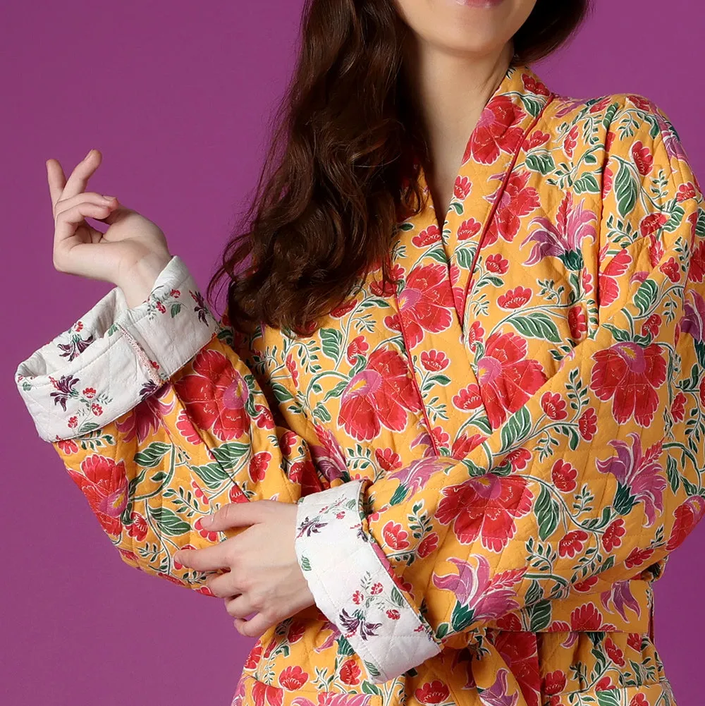 Clarence Yellow Quilted Robe