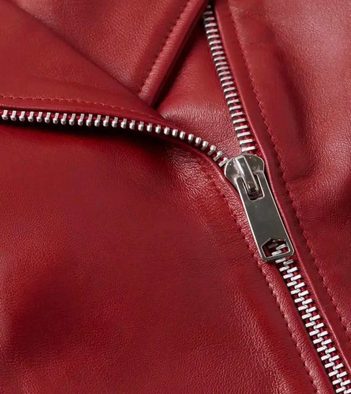 Classy Women’s Red Biker Leather Jacket