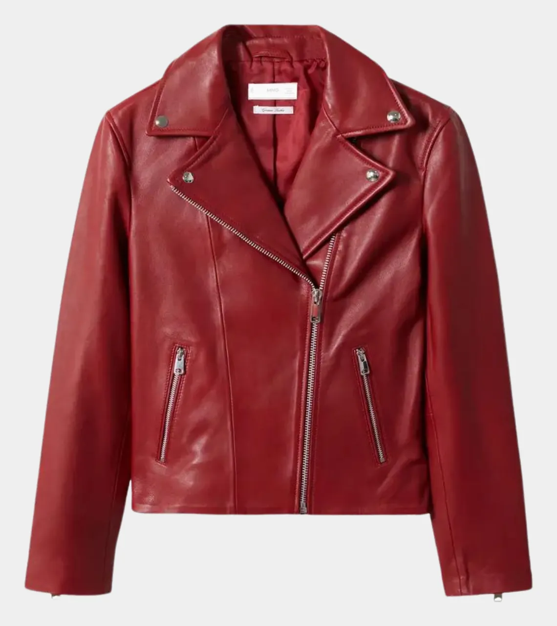 Classy Women’s Red Biker Leather Jacket