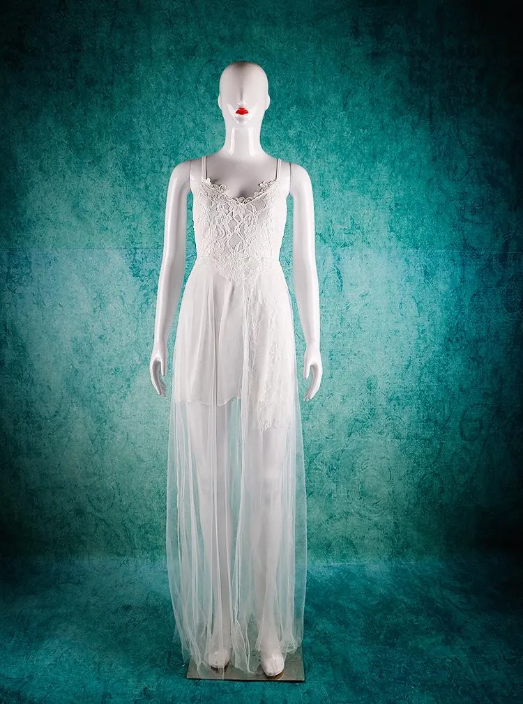 Clearance Spaghetti Strap Lace Backless Evening Gown