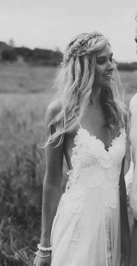 Clearance Spaghetti Strap Lace Backless Evening Gown