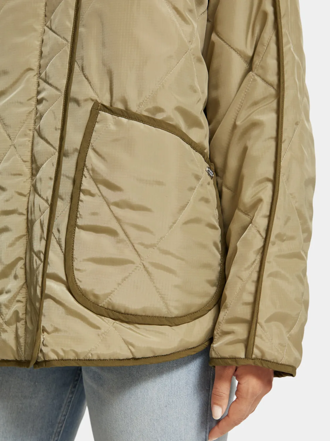 Colourblock quilted jacket