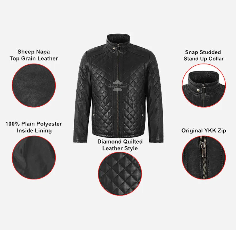 Cotswold Men Quilted Jacket Black Diamond Quilted Fashion Jacket