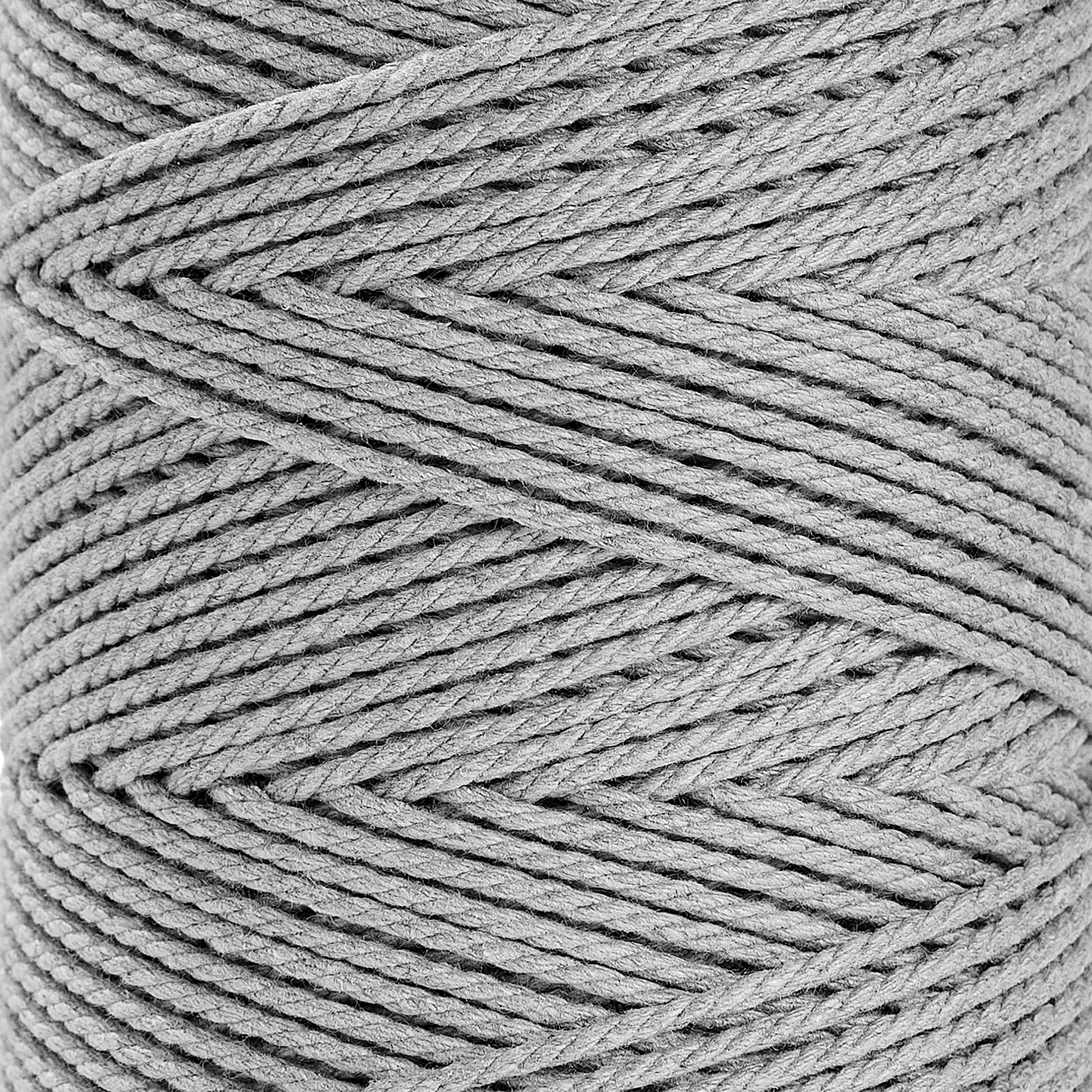 COTTON ROPE ZERO WASTE 2 MM - 3 PLY - STONE GRAY COLOR