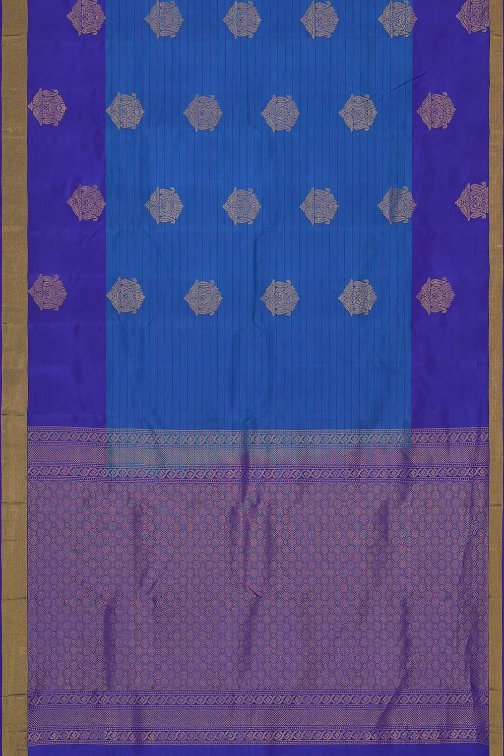 Dark Ocean Blue Silk Saree