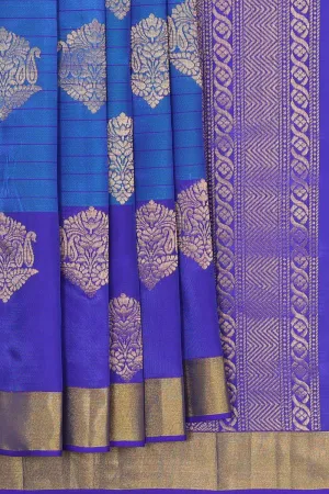 Dark Ocean Blue Silk Saree
