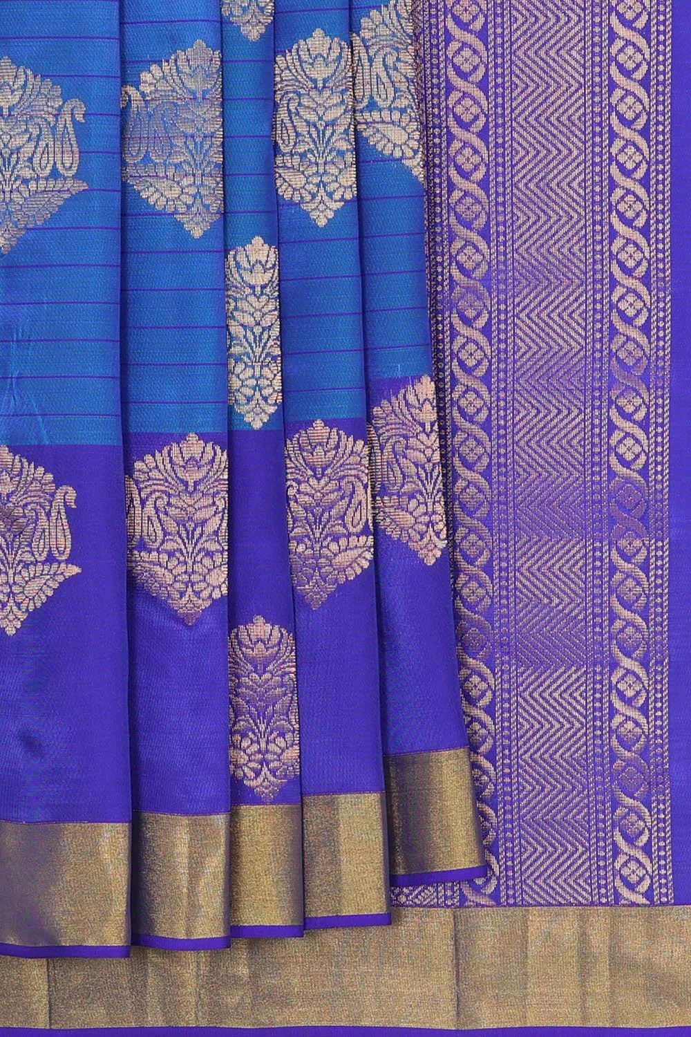 Dark Ocean Blue Silk Saree