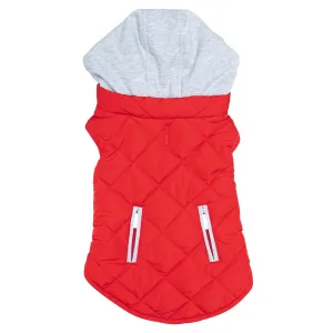 Doggie Design Weekender Quilted Hoodie Dog Jacket - Red