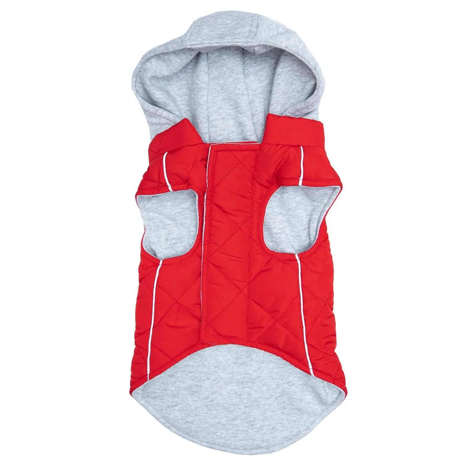 Doggie Design Weekender Quilted Hoodie Dog Jacket - Red