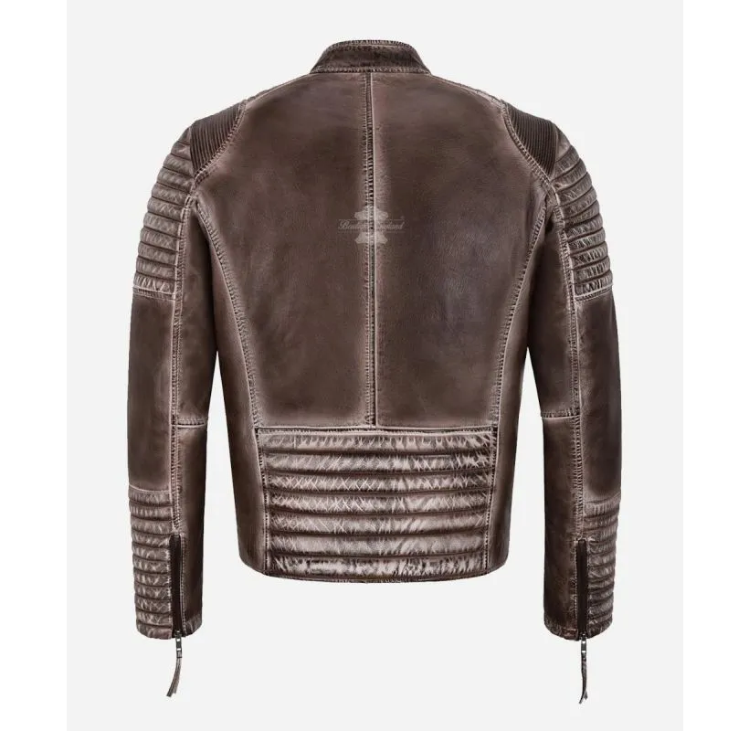 Dusted Brown Leather Jacket Men's Pre Distressed Brown Vintage Jacket