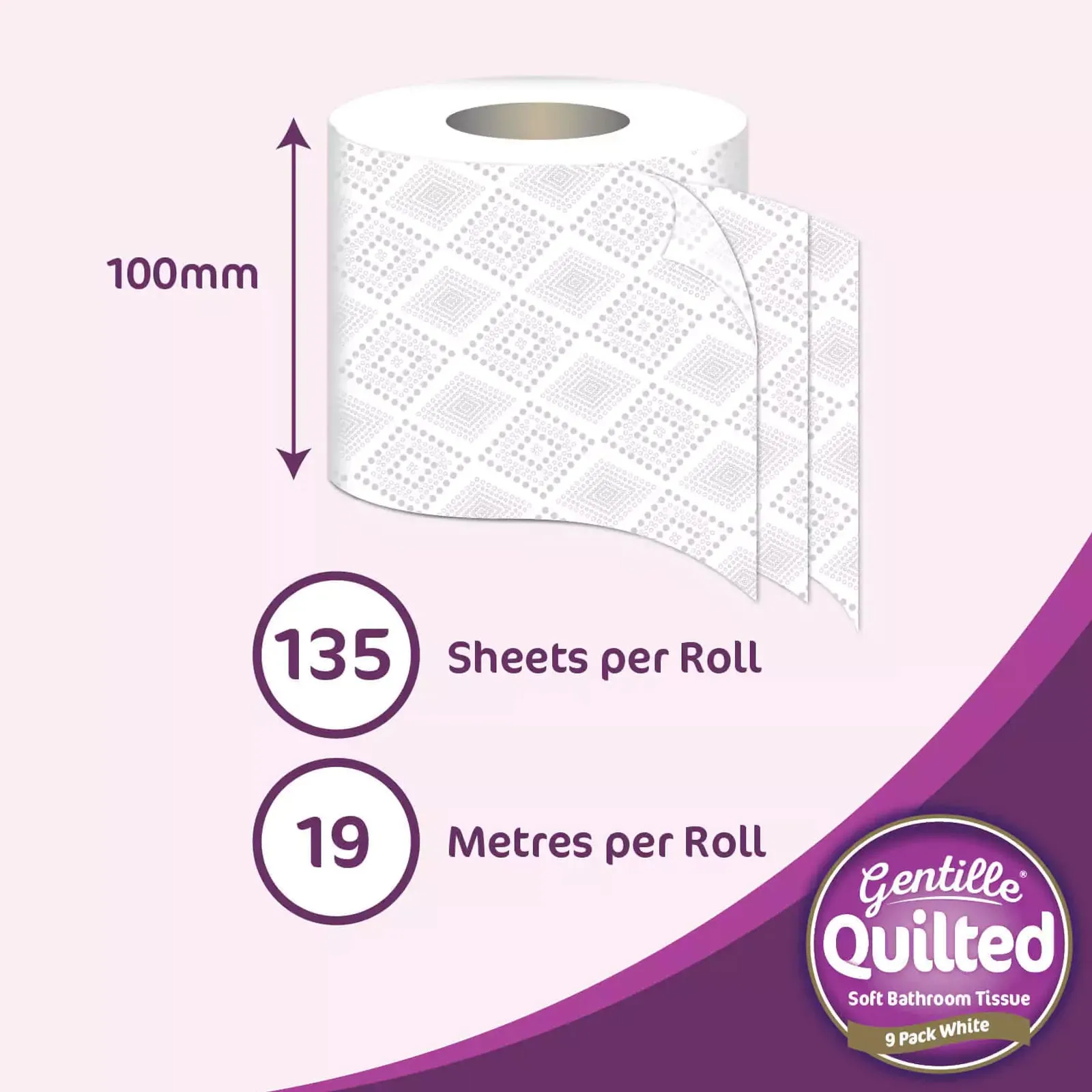Gentille Quilted 3ply Toilet Roll 4 Pack