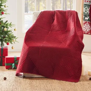 Greenland Home Fashion Riviera Velvet Ultra Soft High-Quality Throw Blanket Standard Red