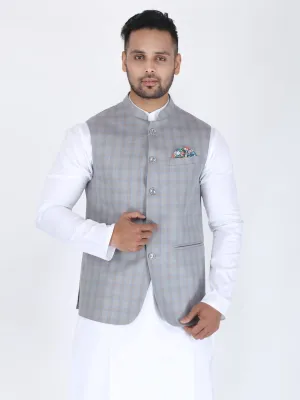 Grey Checks Classic Nehru Jacket
