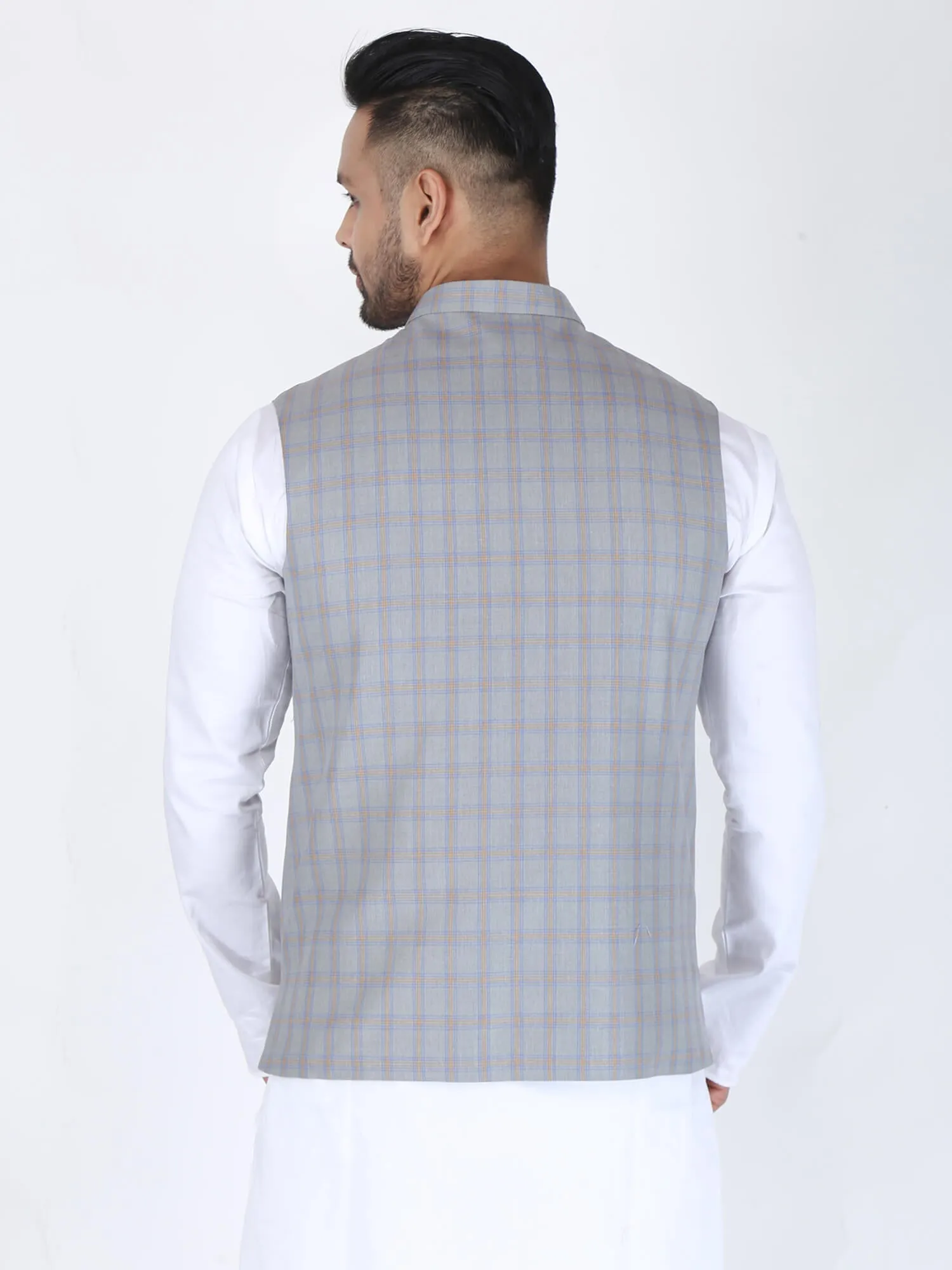Grey Checks Classic Nehru Jacket