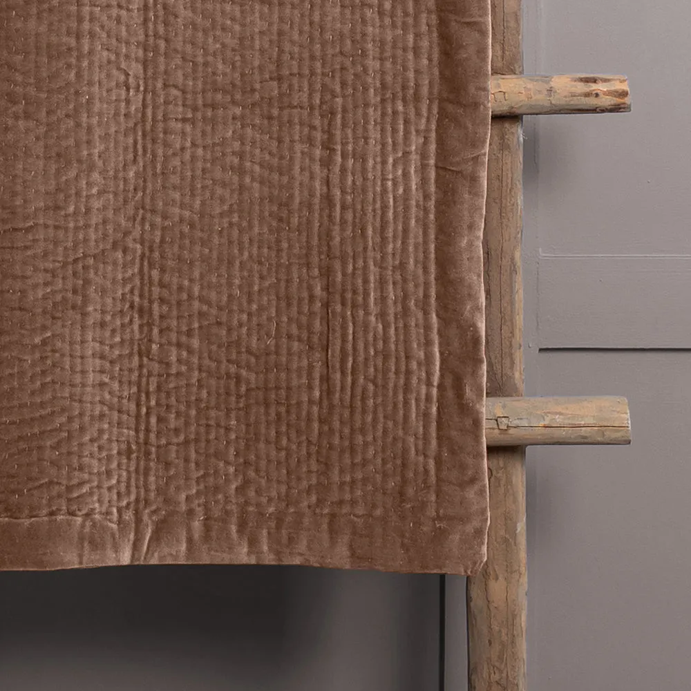 Haze Velvet Quilted Throw Coral