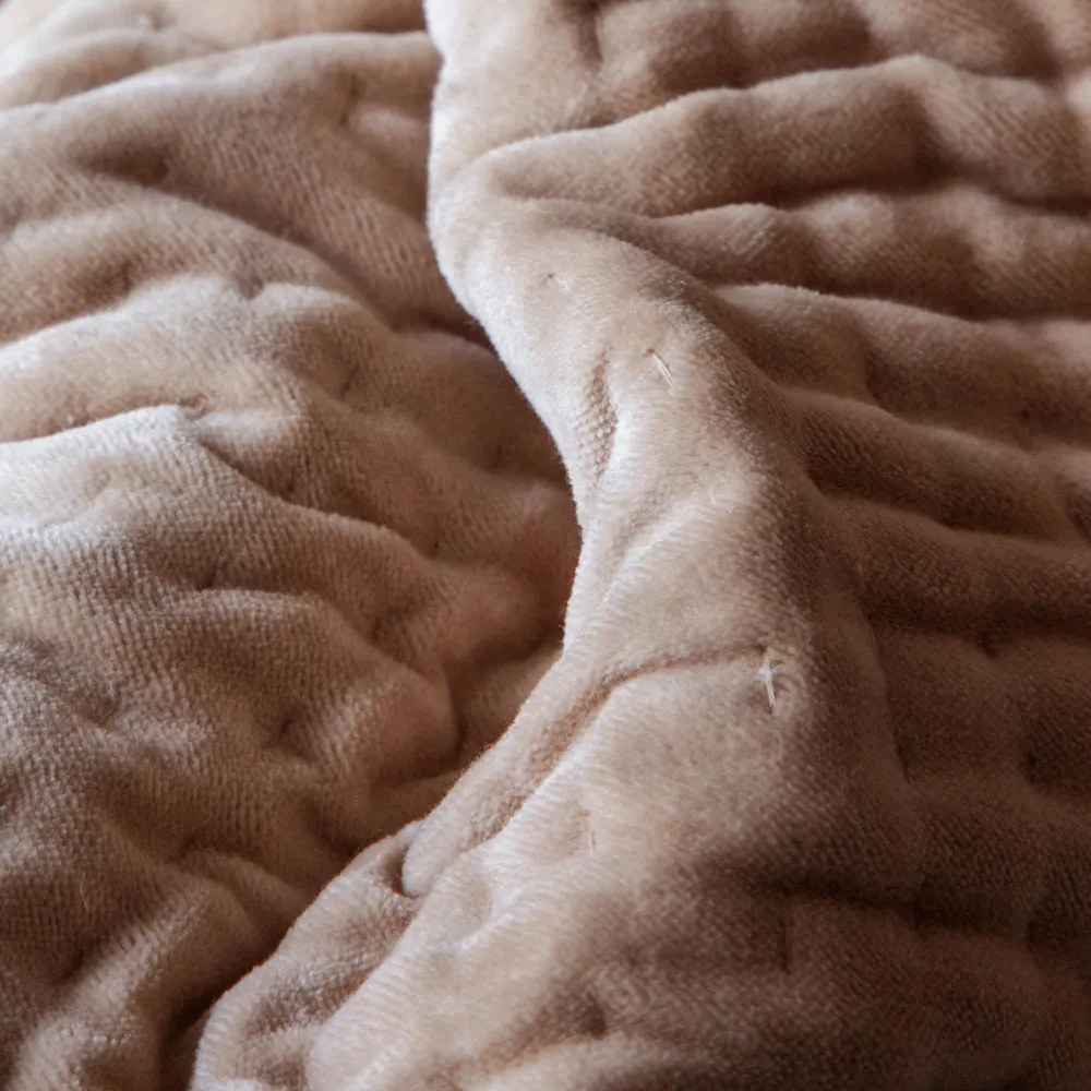 Haze Velvet Quilted Throw Coral