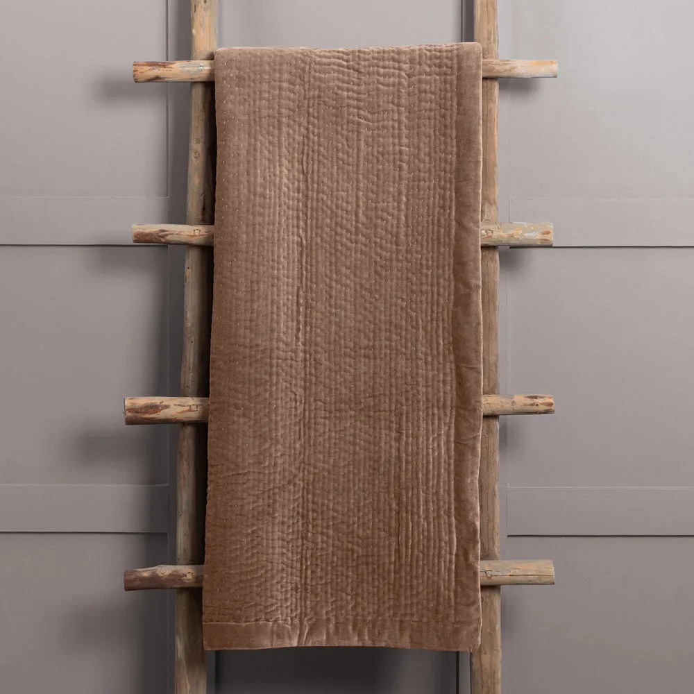 Haze Velvet Quilted Throw Coral
