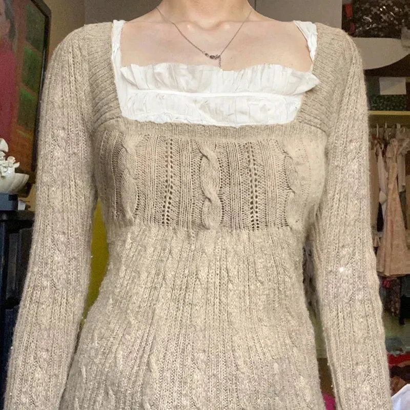 Ivyshape | Charming Vintage Knitted Top for Women
