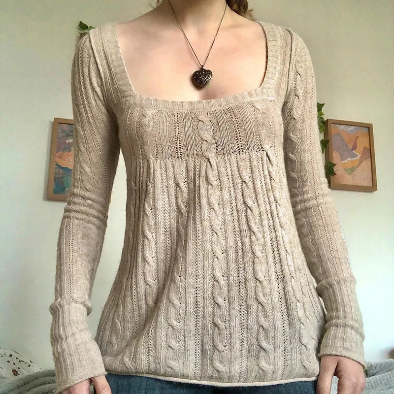 Ivyshape | Charming Vintage Knitted Top for Women