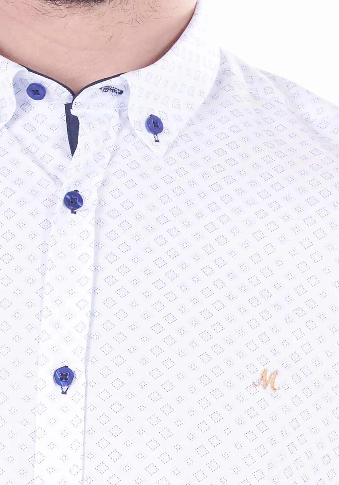 Leanne Short Sleeve Print Shirt - White / Blue