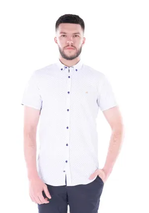 Leanne Short Sleeve Print Shirt - White / Blue