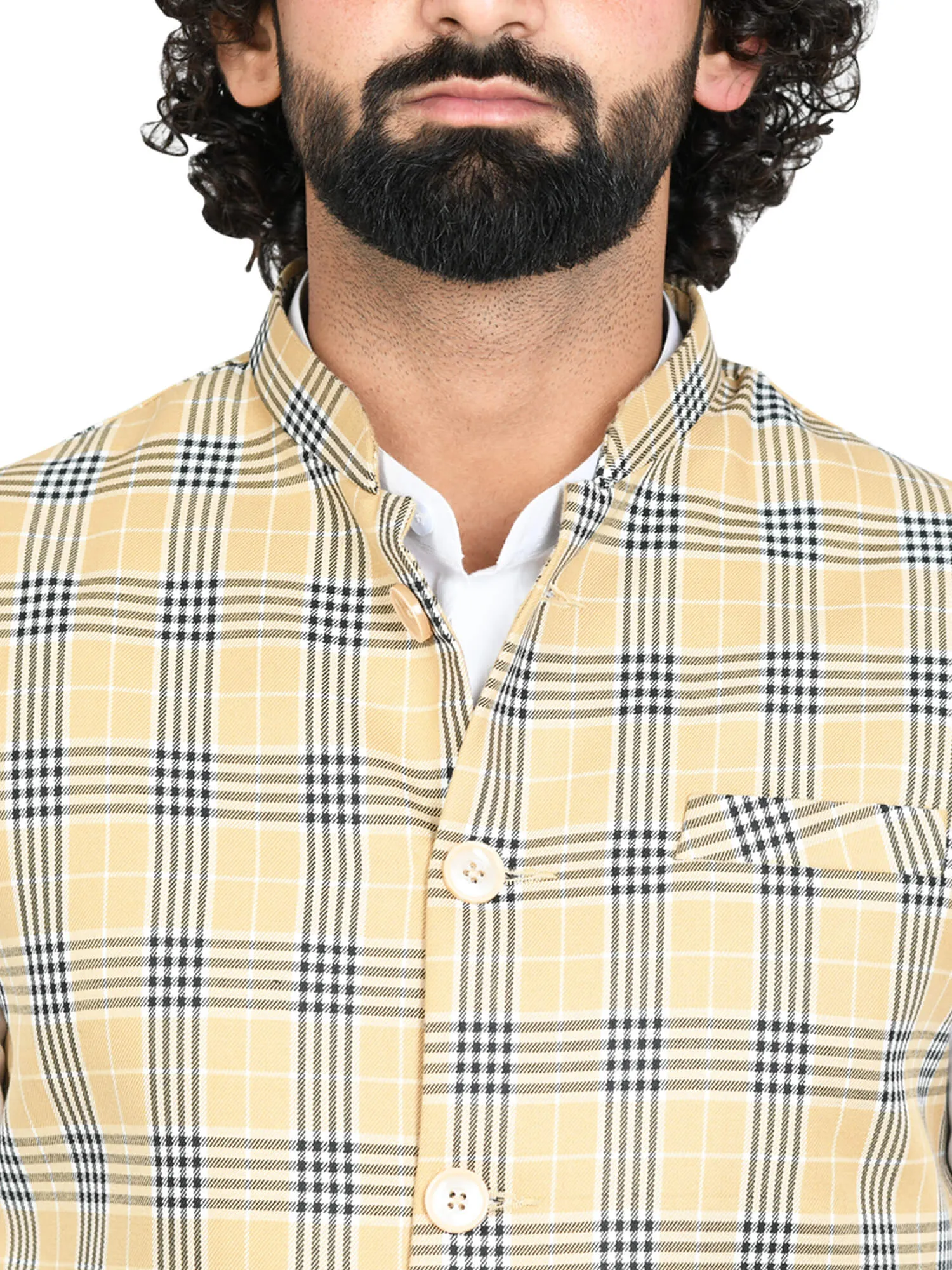 Light Yellow Checks Modi Jacket