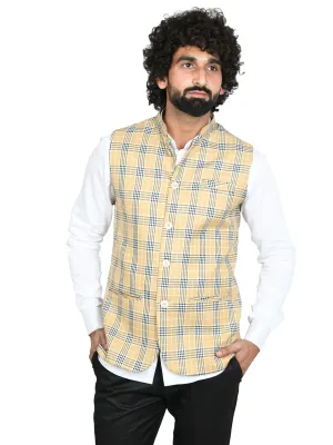 Light Yellow Checks Modi Jacket