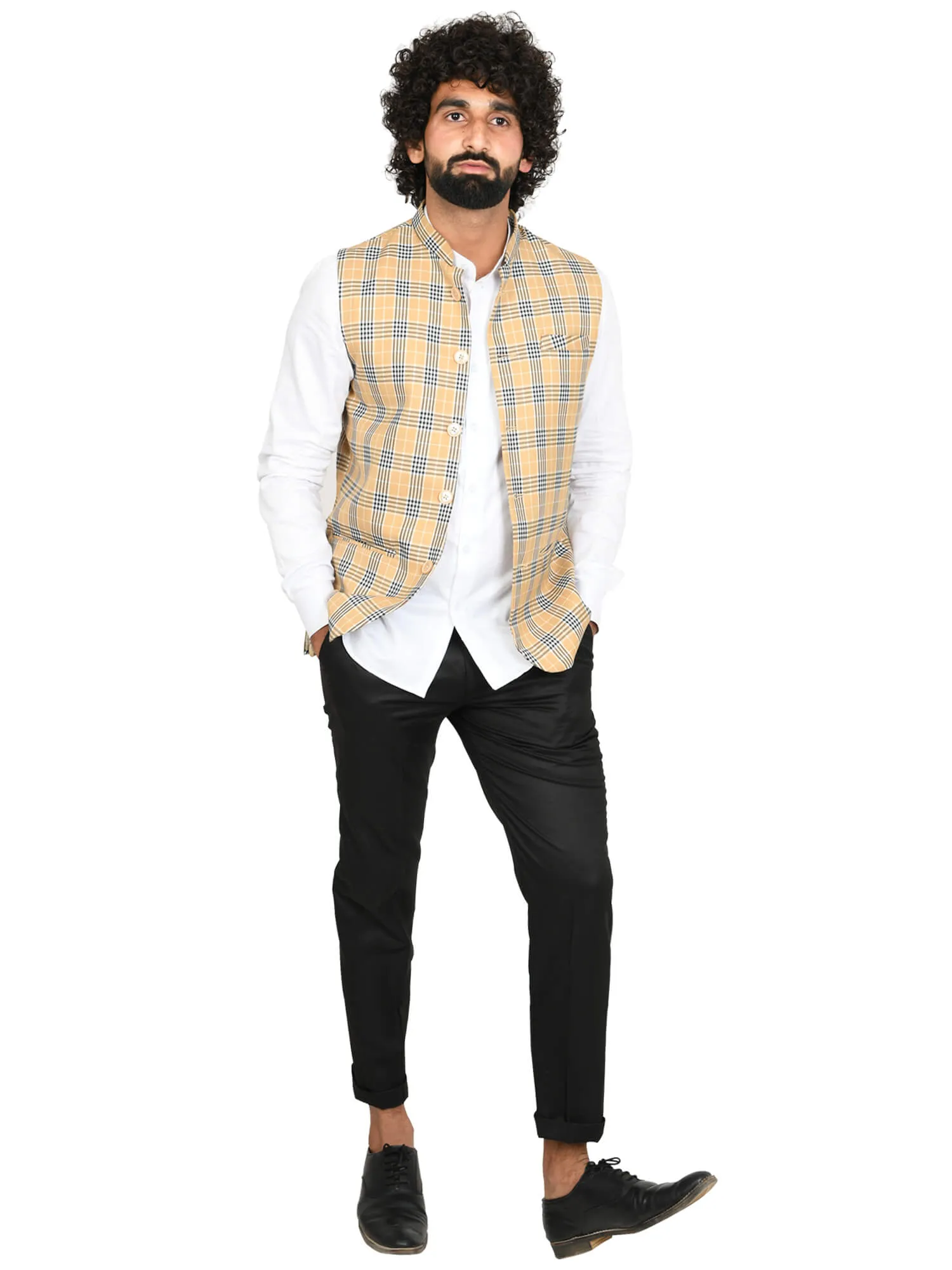 Light Yellow Checks Modi Jacket