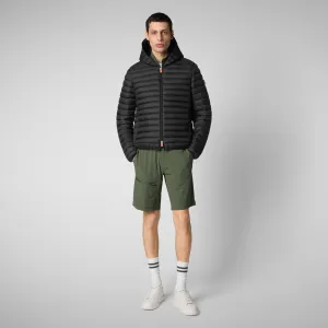 Man's animal free hooded puffer jacket Donald in black