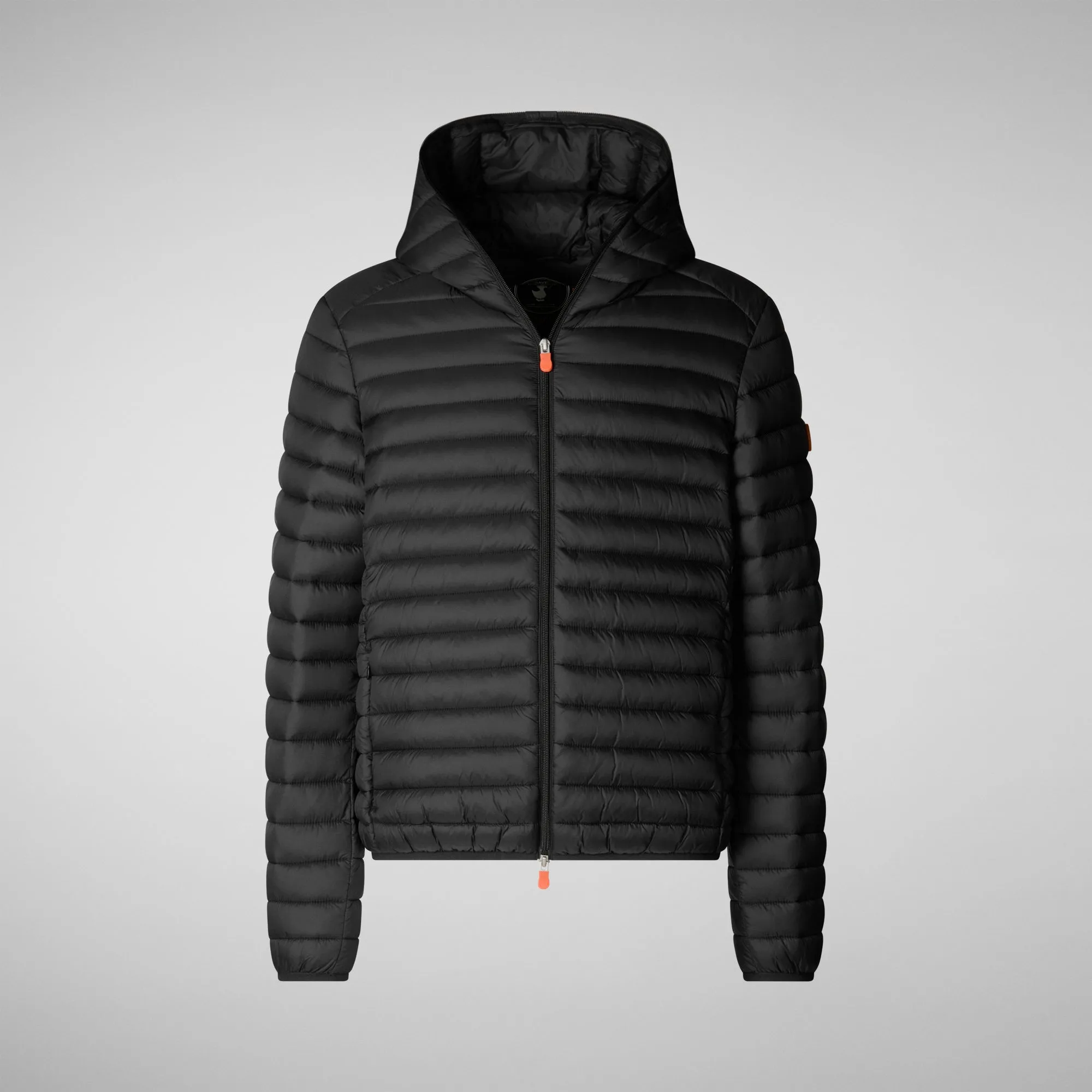 Man's animal free hooded puffer jacket Donald in black