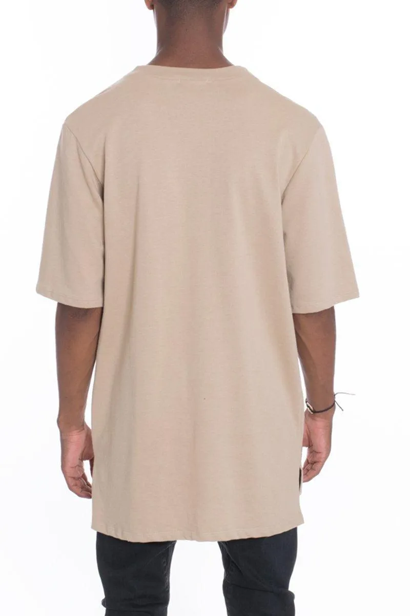 Mens Khaki V-Neck Short Sleeve Tee Shirt