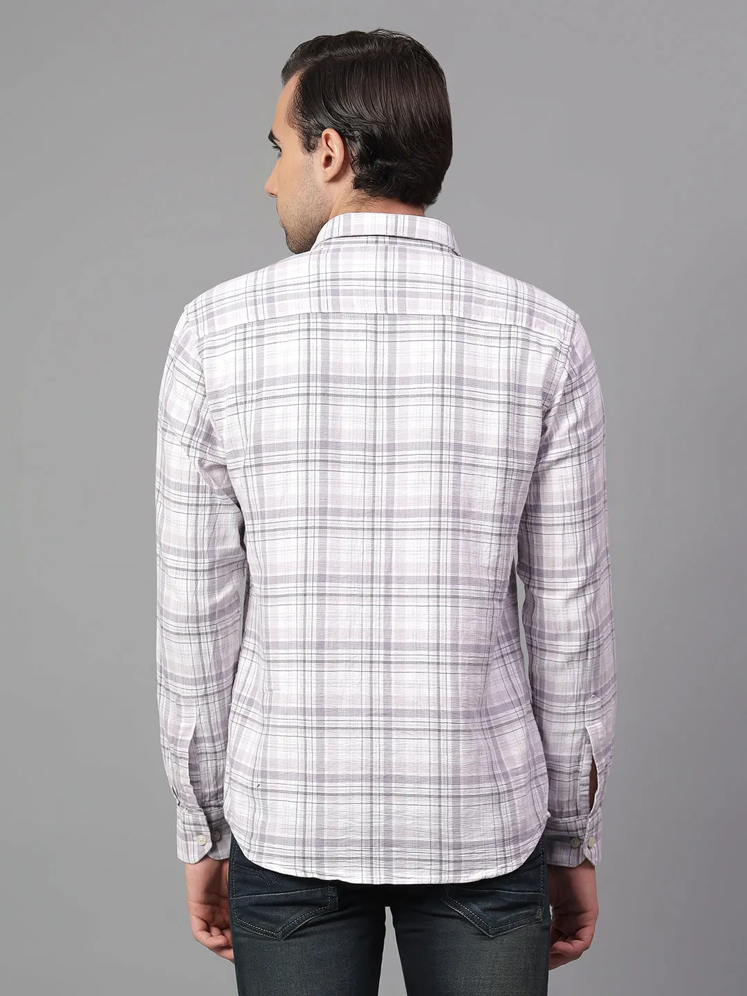 Men's Purple Checked Full Sleeve Casual Shirt