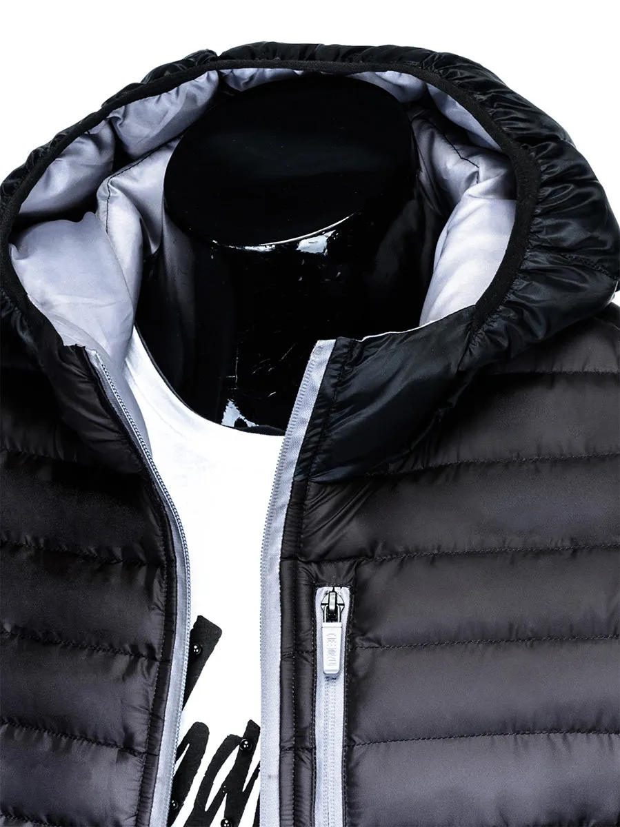 Men's quilted winter jacket Avalanche black-gray