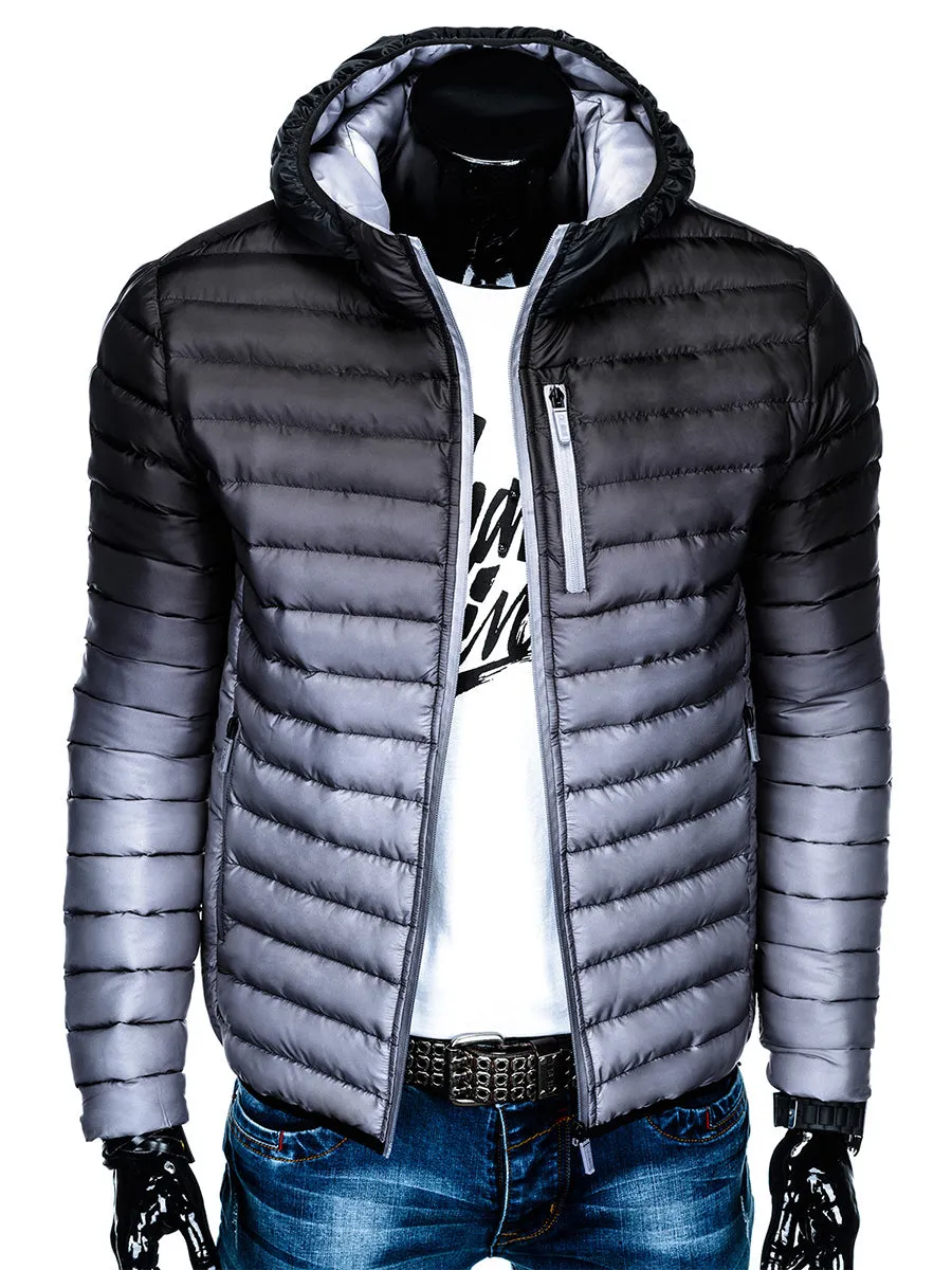 Men's quilted winter jacket Avalanche black-gray