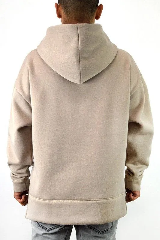 Mens Taupe Front Pouch Slouch Hoodie