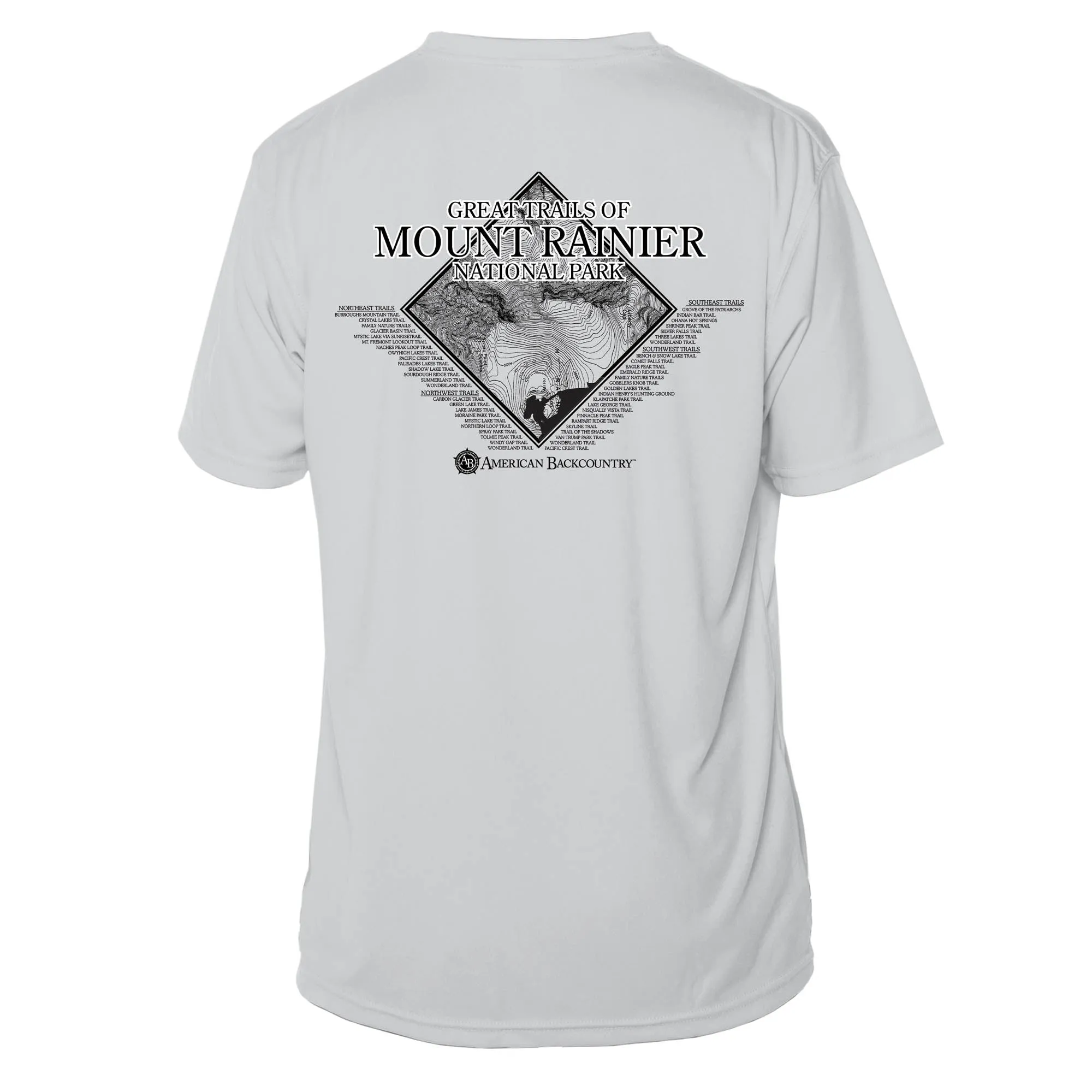 Mount Rainier Trails Diamond Topo Short Sleeve Microfiber Men's T-Shirt