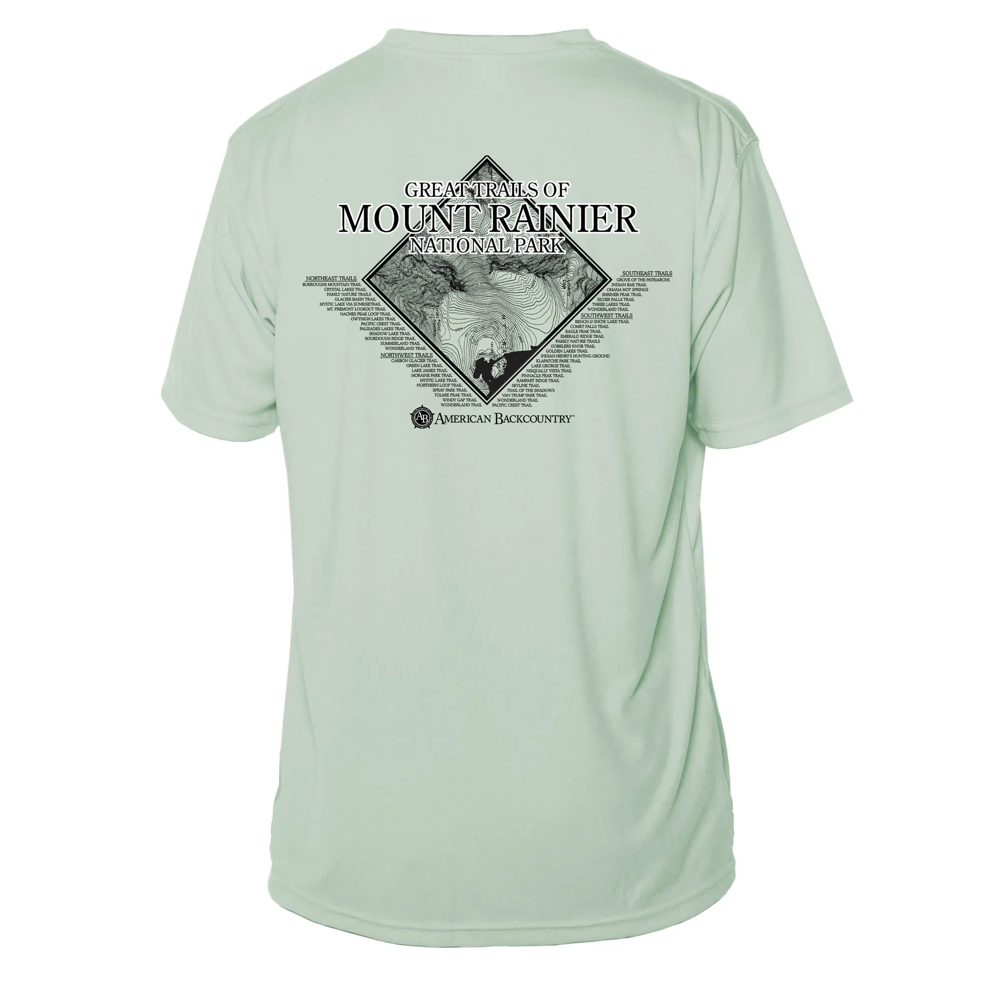 Mount Rainier Trails Diamond Topo Short Sleeve Microfiber Men's T-Shirt