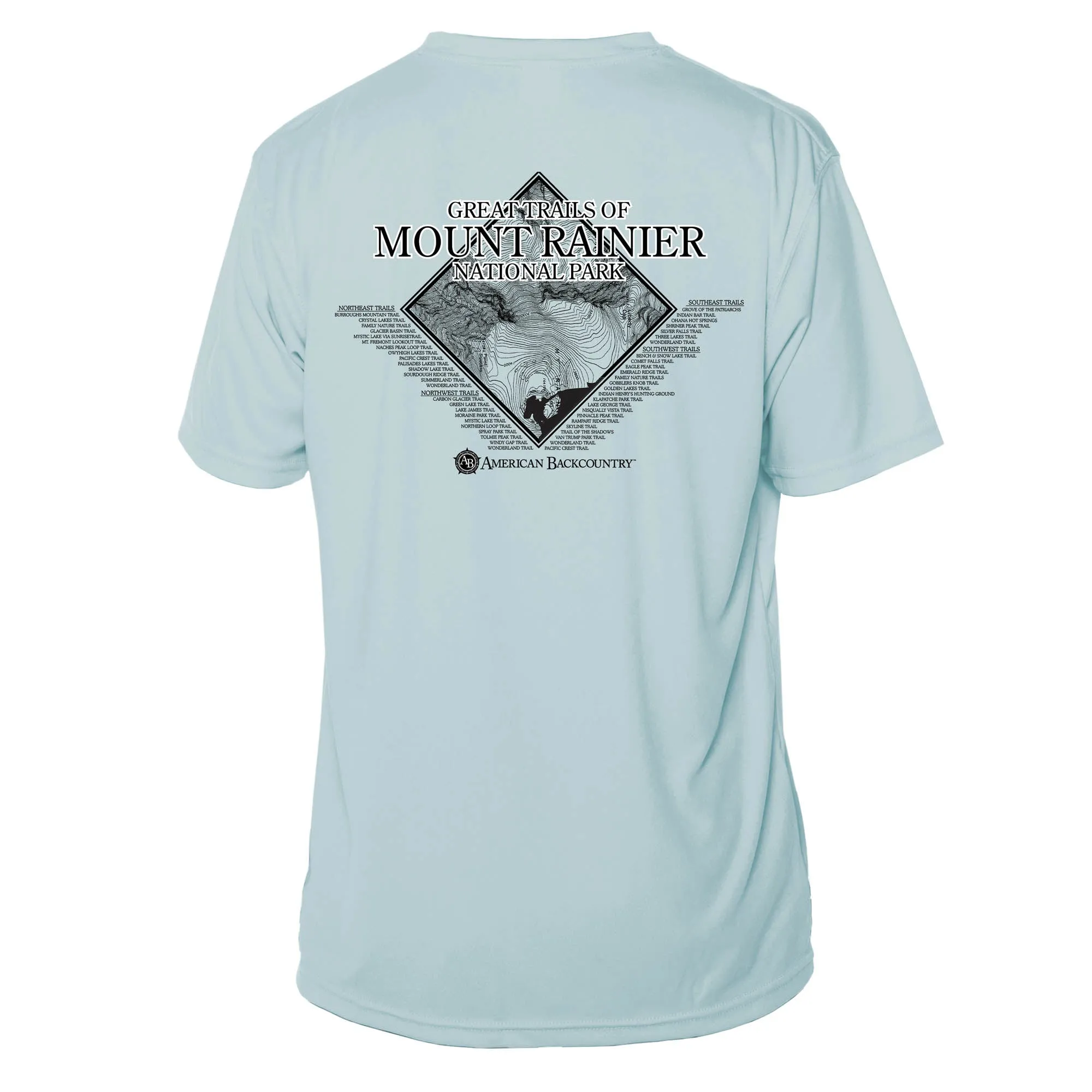 Mount Rainier Trails Diamond Topo Short Sleeve Microfiber Men's T-Shirt