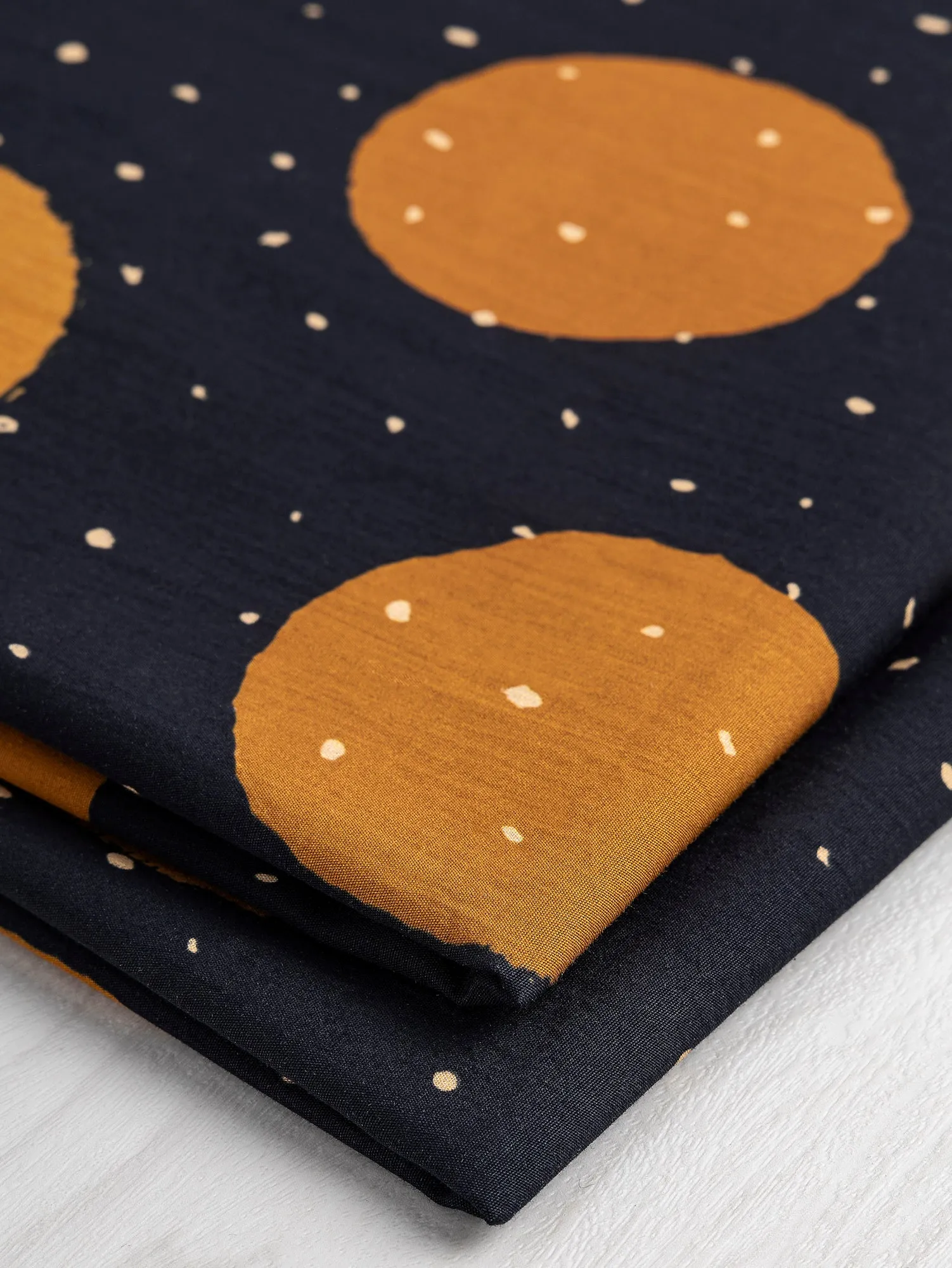 Oversize Polka Dot Print Cotton Poplin - Black   Bronze - Swatch